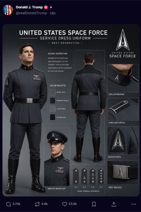 Trump Reveals New U.S. Space Force Uniform with Nazi-Like Aesthetic
