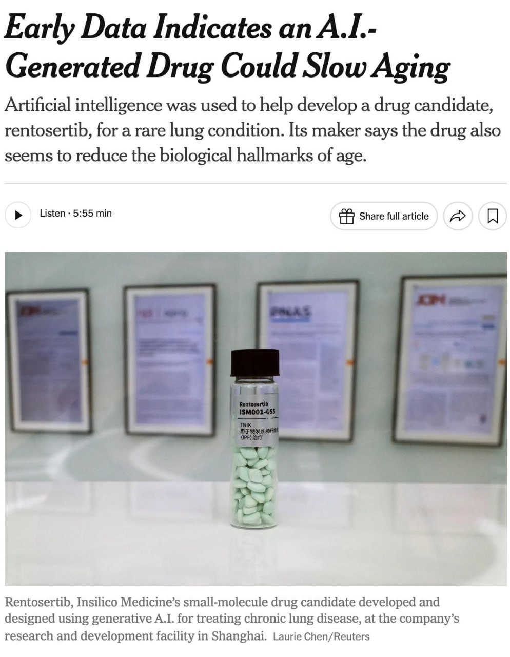 AI-Developed Drug Reduces Biological Age by 3–6 Years in Lung Fibrosis Patients