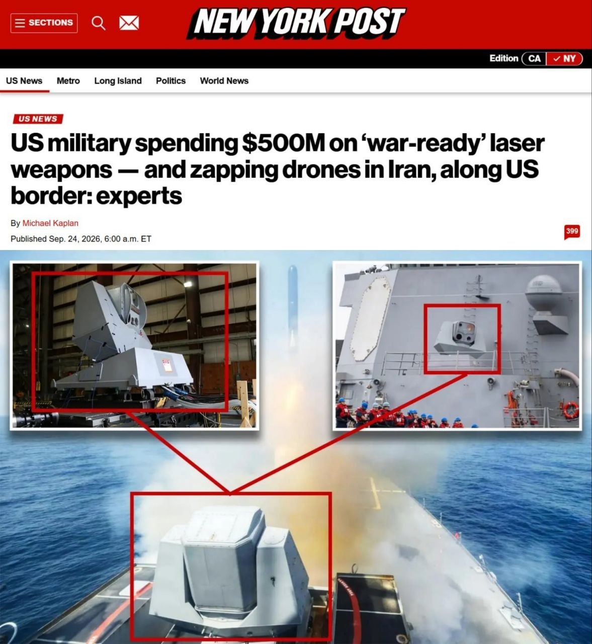 US invests $500 million in combat lasers
