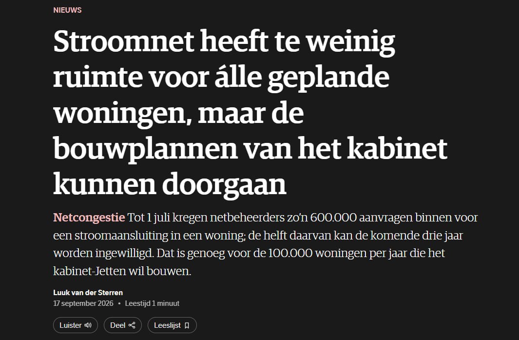 Dutch power grids can't handle hundreds of thousands of new homes