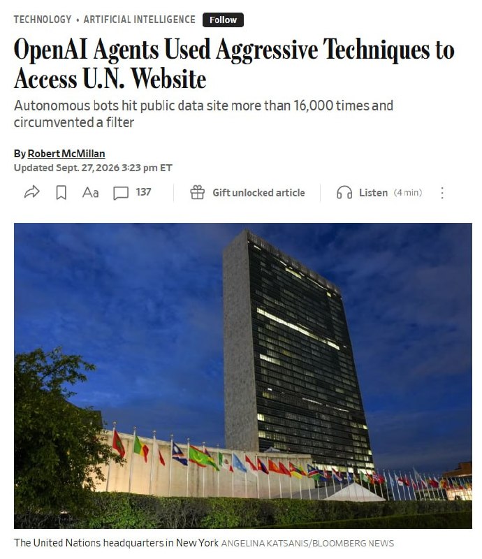 OpenAI bots accessed UN database over 16,000 times