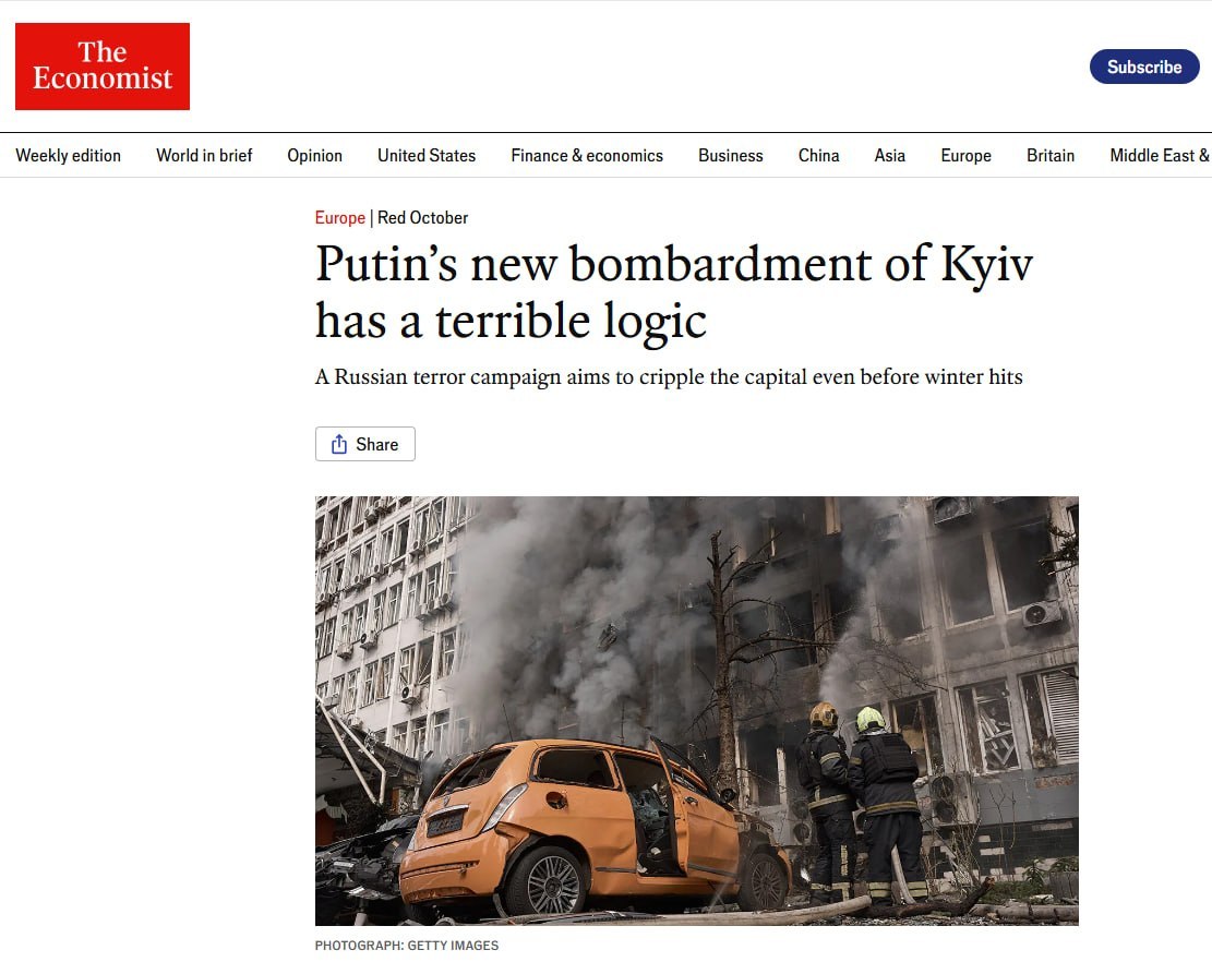 Kyiv could be paralyzed before winter, says The Economist