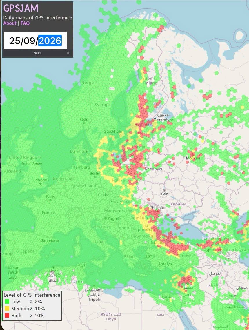 UK military has been jamming satellites for a year. Where in Europe GPS is failing