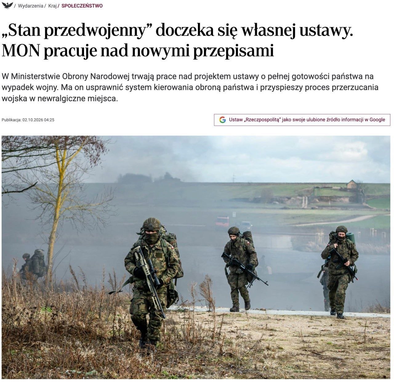 Poland initiates law on preemptive deployment of NATO troops in potential threat zones