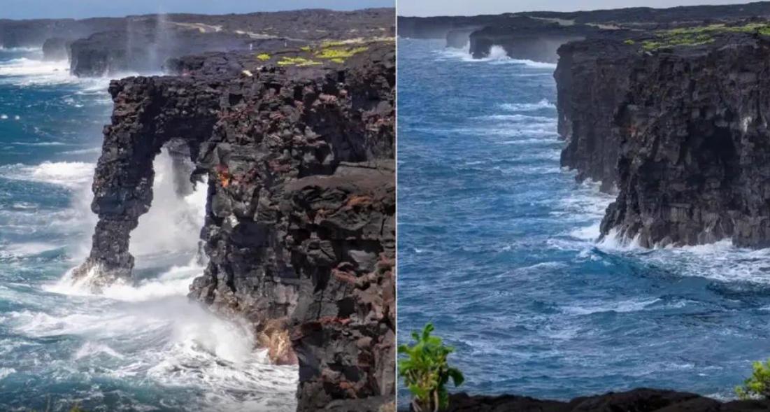 Hawaiian sea arch Holei collapses into the Pacific Ocean