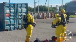 Spill of chemical substance from container reported at railway station in Minsk district