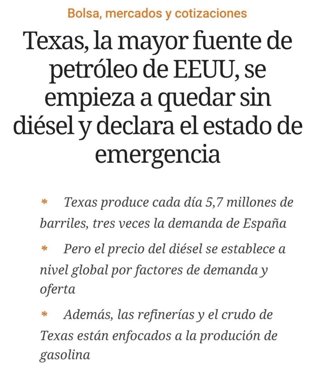 Texas declares state of emergency due to diesel shortage