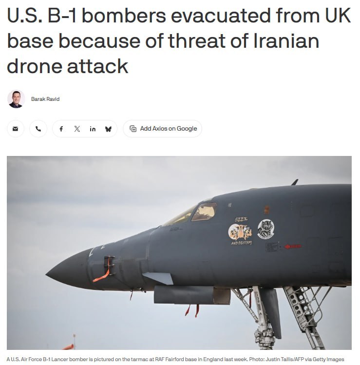 US urgently evacuates bombers from UK due to Iranian attack threat
