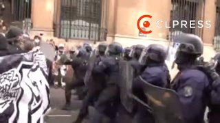 Clashes between protesters and police erupt in Paris at Place de la Bastille