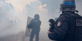 Clashes between protesters and police in Strasbourg, France