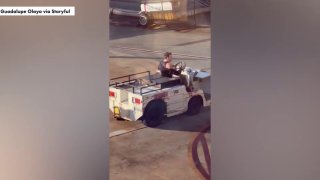 Washington man steals airport tug and crashes during high-speed chase in California