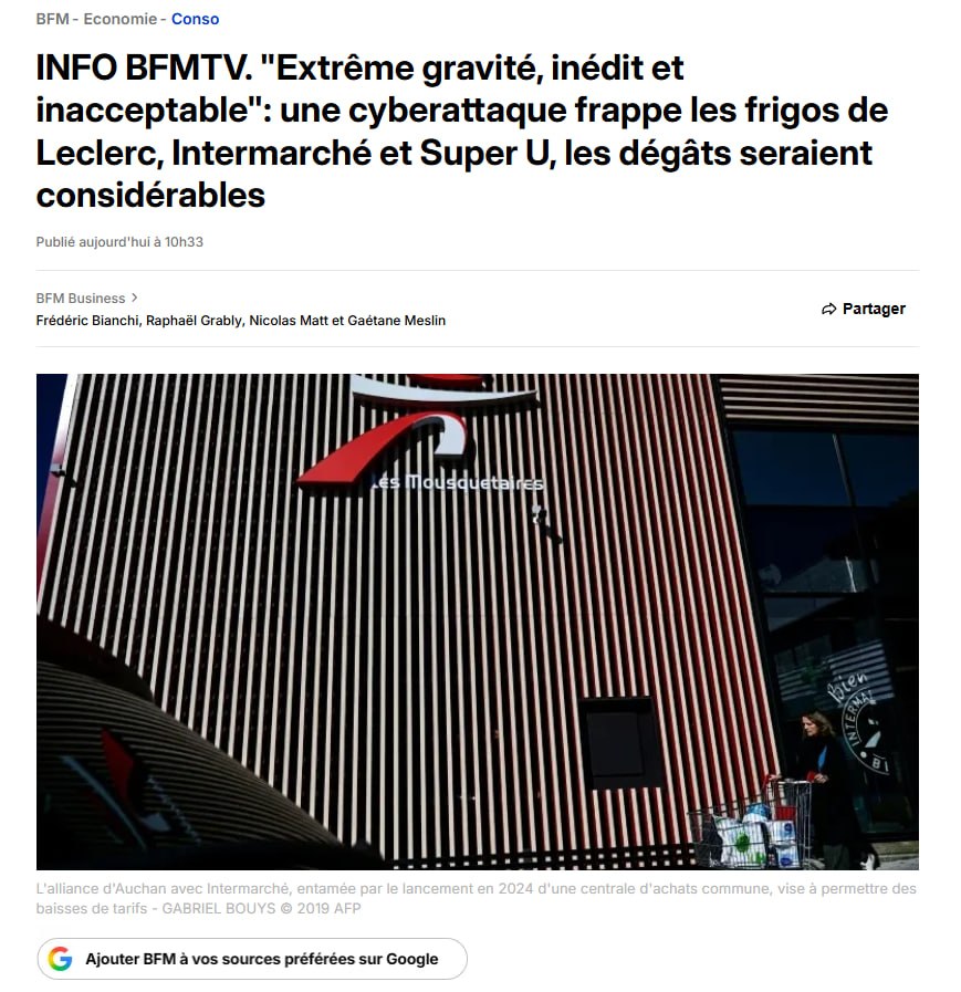 Hackers Remotely Breach Cooling Systems in Over 150 French Supermarkets