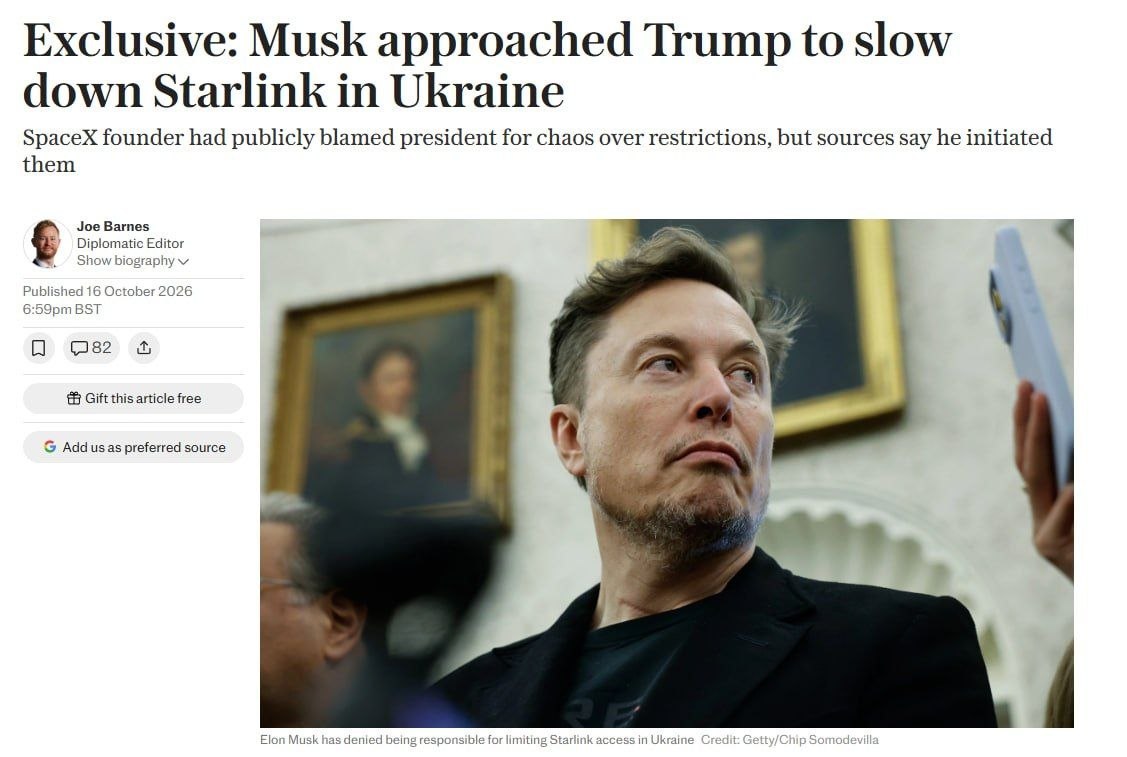 Elon Musk reportedly advised Trump to restrict Ukraine's access to Starshield