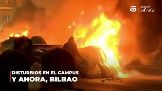 Des voitures incendiées et des poubelles en feu à Bilbao