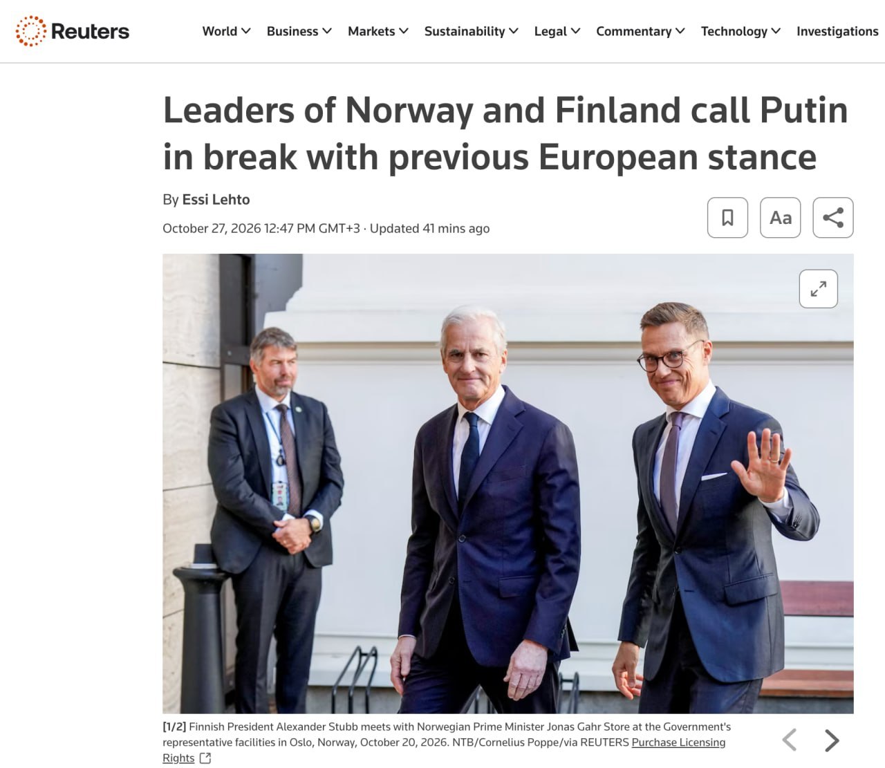 Su Putinu pokalbis buvo atviras – Finų prezidentas