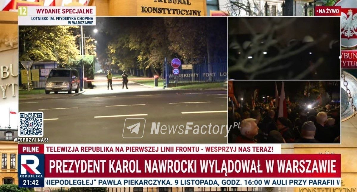 President Karol Navrotski arrives at the Presidential Palace