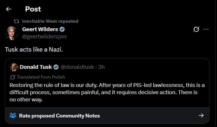 Wilders calls Tusk 'Nazi' over judicial reform remarks