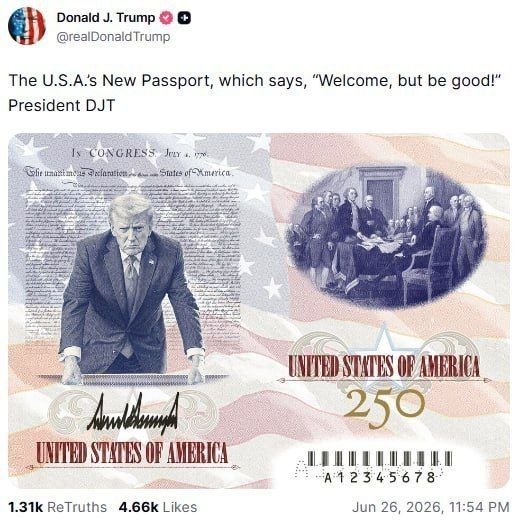 Trump Reveals Design of New US Passport Featuring His Image