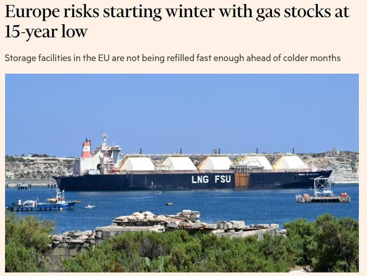 L'Europe risque d'entrer dans l'hiver avec ses plus faibles réserves de gaz en 15 ans
