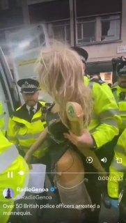 British police arrested a female mannequin after complaints over its 'too revealing' clothing