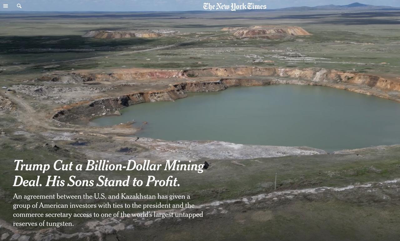 Trump Admin Secured Deal for U.S.-Backed Kaz Resources to Access Major Tungsten Deposit in Kazakhstan