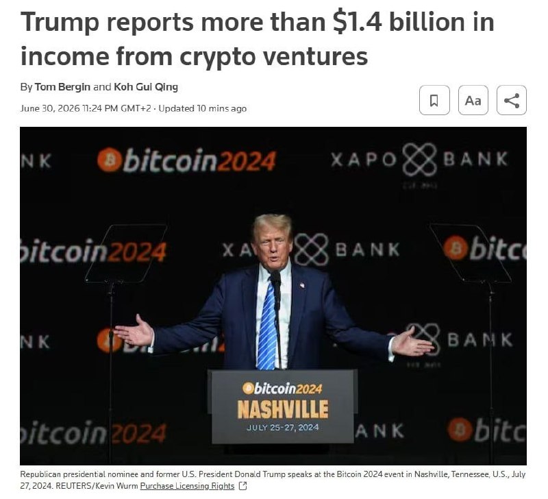 Donald Trump earned over $1.4 billion last year, financial disclosure shows