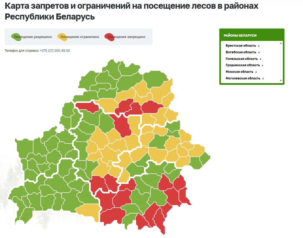 Forest visit bans introduced in 18 districts of Belarus