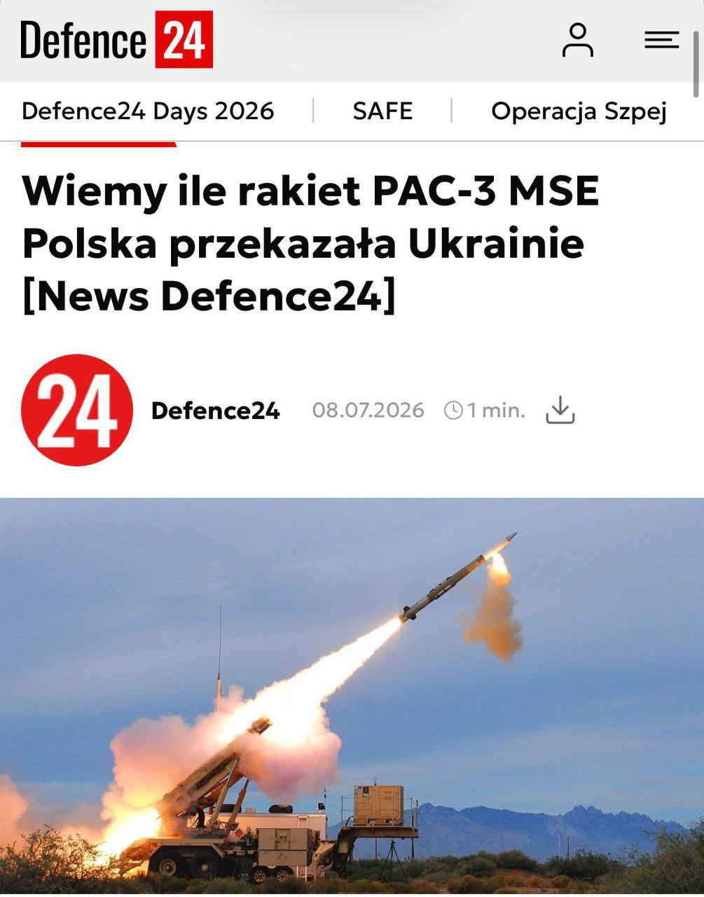 Poland transfers five Patriot missiles to Ukraine