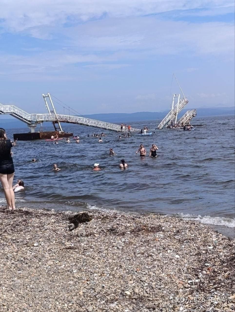 Four injured in pedestrian bridge collapse at beach in Primorsky Krai