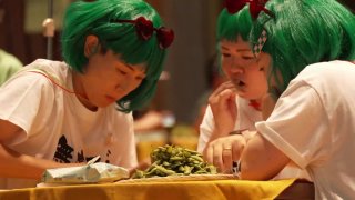 Nearly 400 participants competed in edamame eating speed contest in Japan