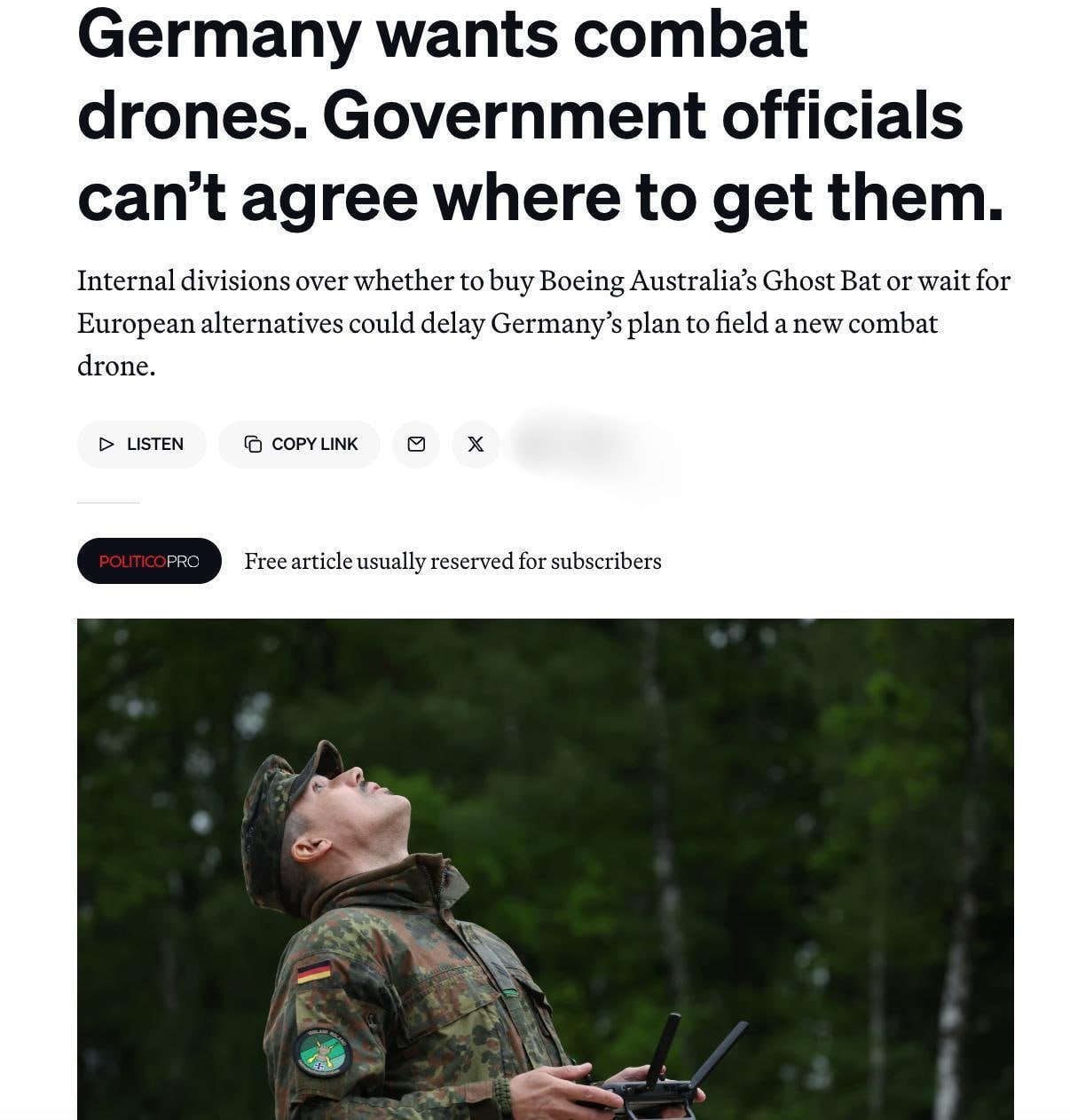 Germany Plans to Create Combat Drone Fleet for NATO