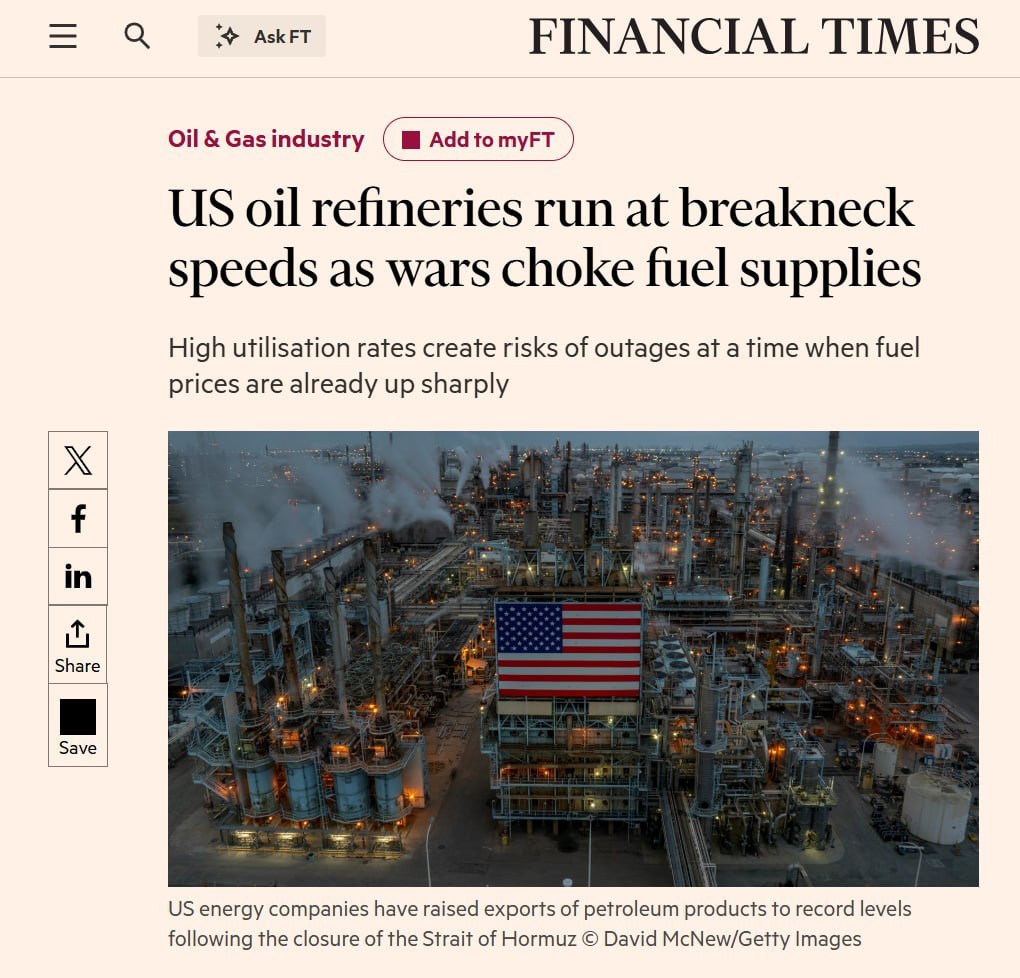 US refineries operate at near full capacity due to Middle East and Ukraine wars