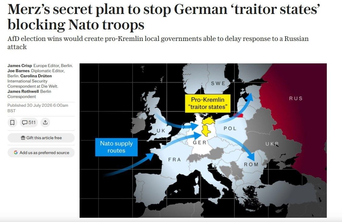 Germany's Chancellor Friedrich Merz developing secret plans to counter pro-Russian regions over NATO troop deployment
