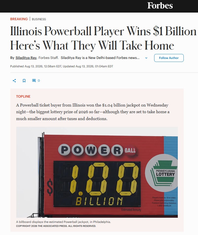 Illinois resident wins $1 billion in Powerball lottery