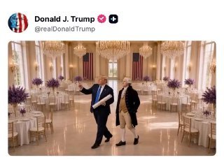 Donald Trump posts AI-generated video showing George Washington a tour of the White House ballroom