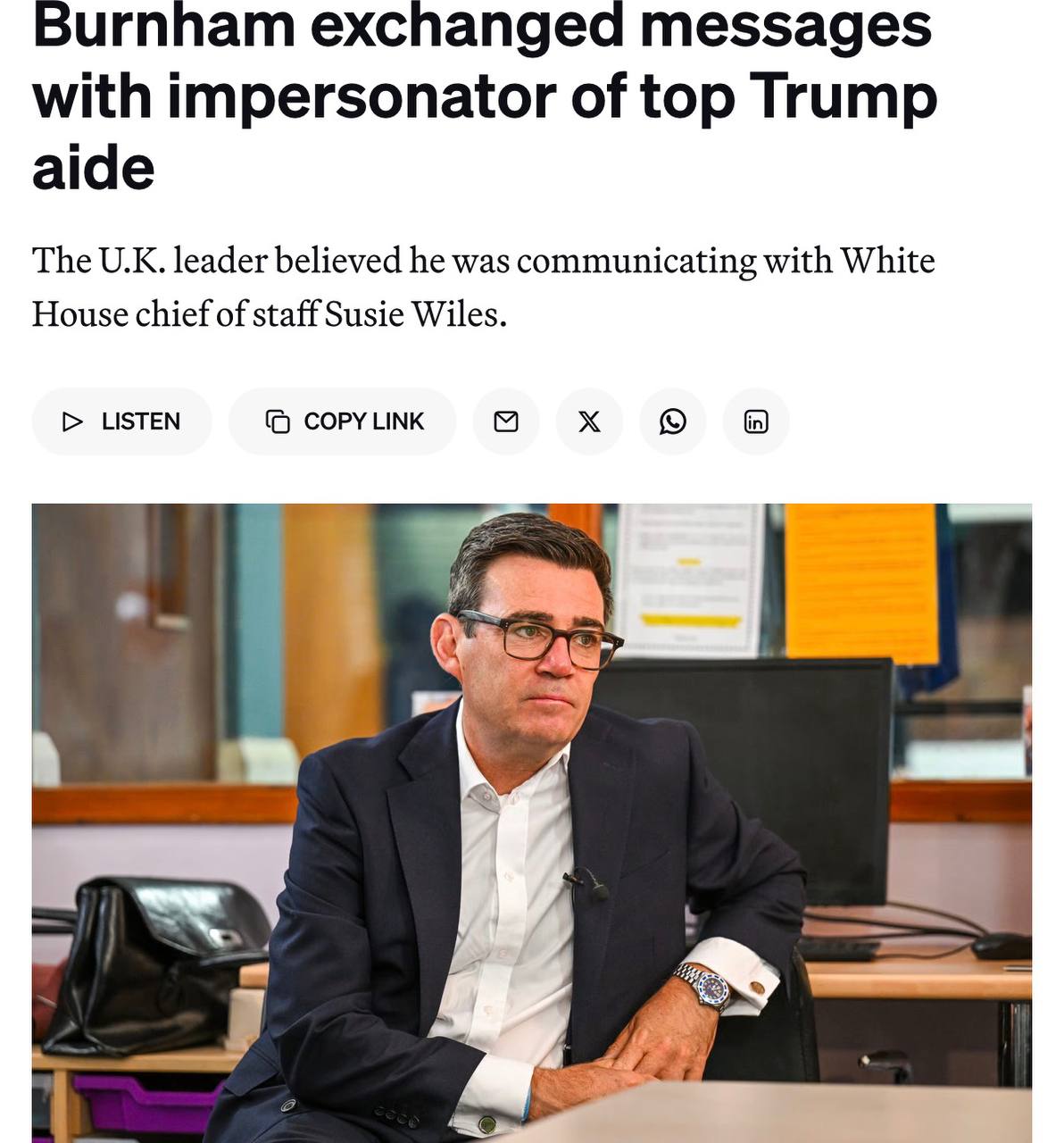 Il primo ministro britannico scriveva a un truffatore che si spacciava per consigliere di Trump